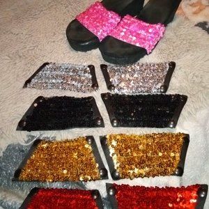 Onesole Sandals With 5 Colored Sequin Tops Size 10